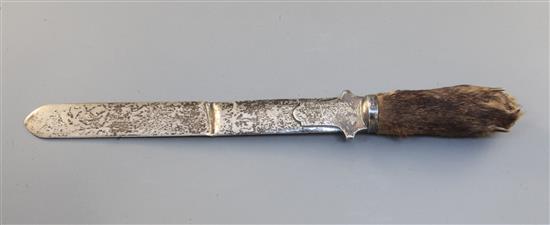 A Victorian silver paperknife, London, 1893, 33.3cm.